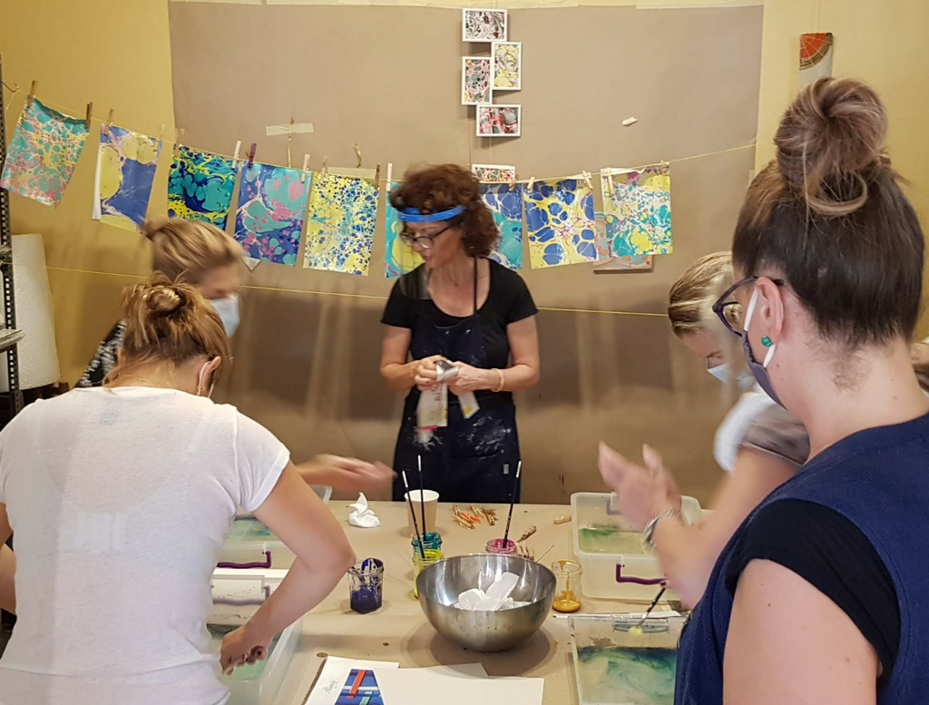 Our first hands-on marbling workshop!