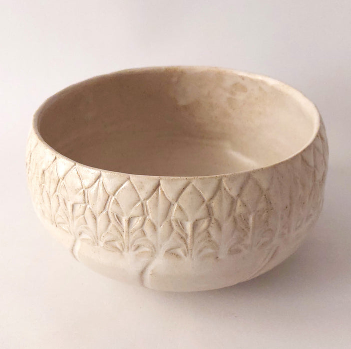 Ceramic Flower Bowl with imprints - large