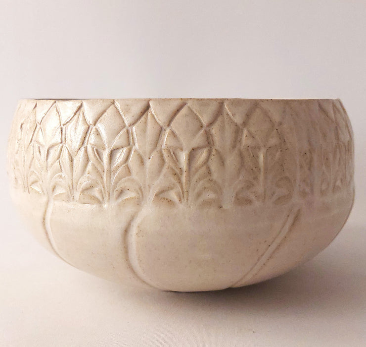 Ceramic Flower Bowl with imprints - large