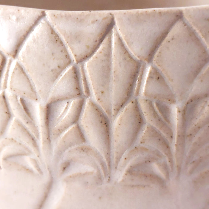 Ceramic Flower Bowl with imprints - large