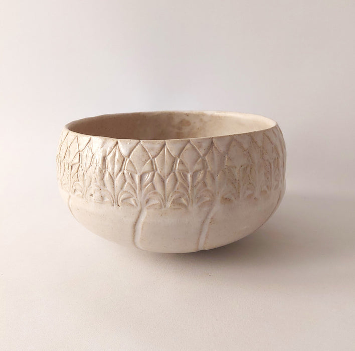 Ceramic Flower Bowl with imprints - large