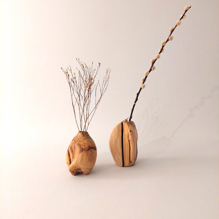 Olive Wood Vases / Candle Holders