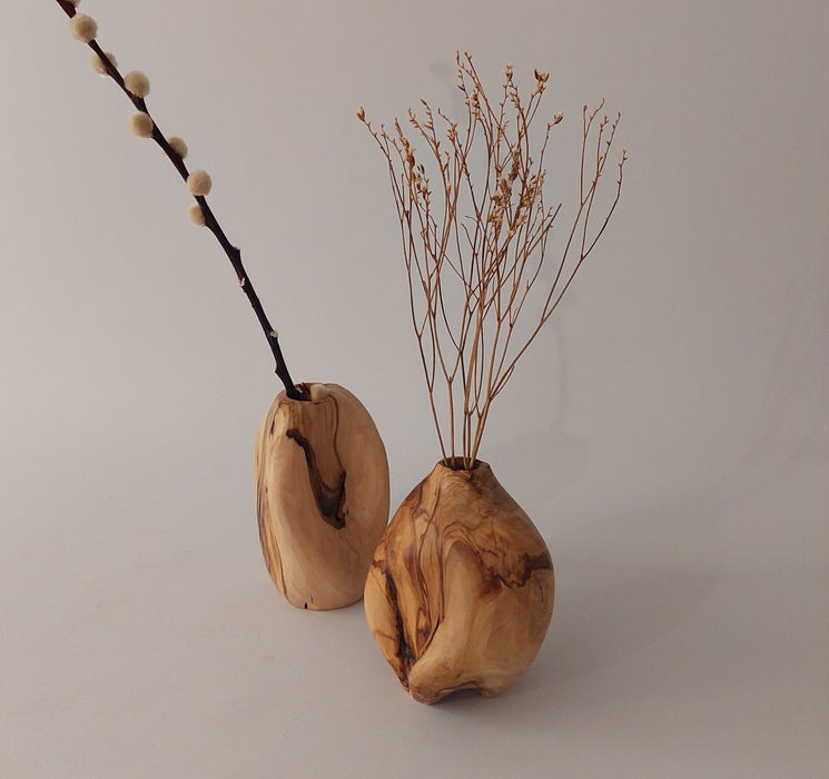 Olive Wood Vases / Candle Holders