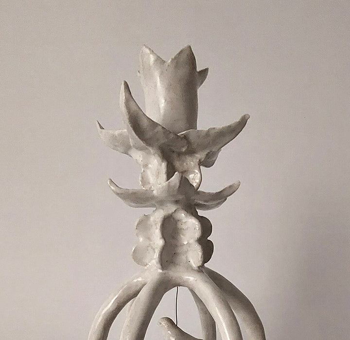 White candle holder with bird