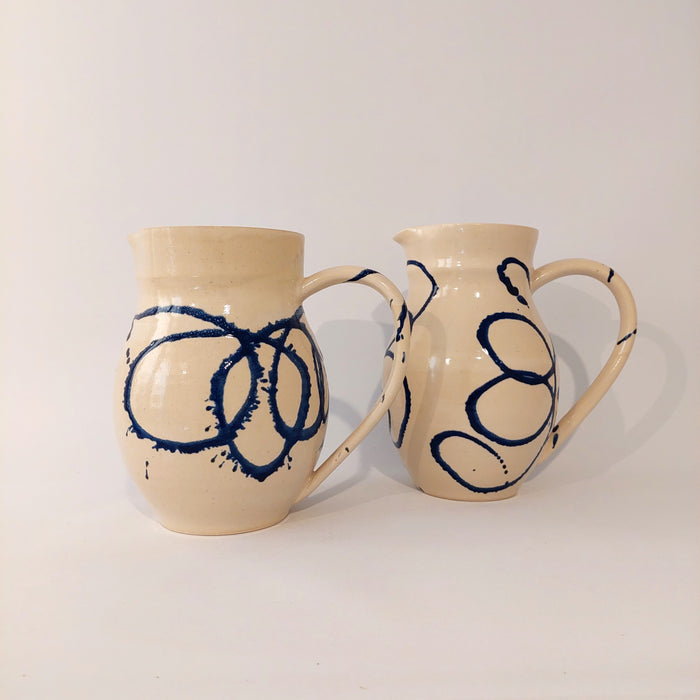 Water Pitcher with blue swirls