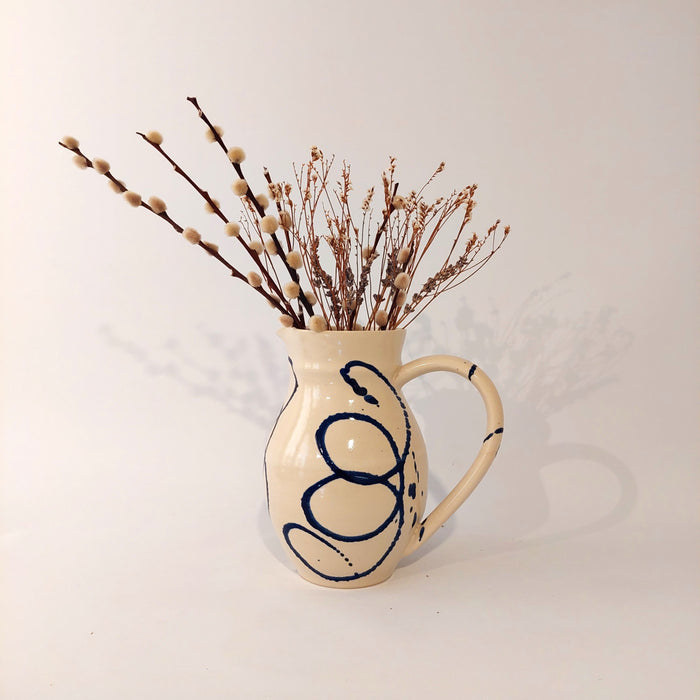 Water Pitcher with blue swirls