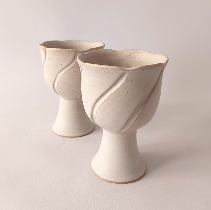 Ceramic Floral Stemmed Cup