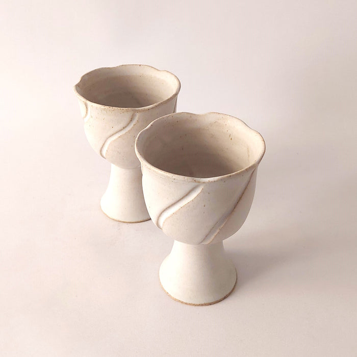Ceramic Floral Stemmed Cup
