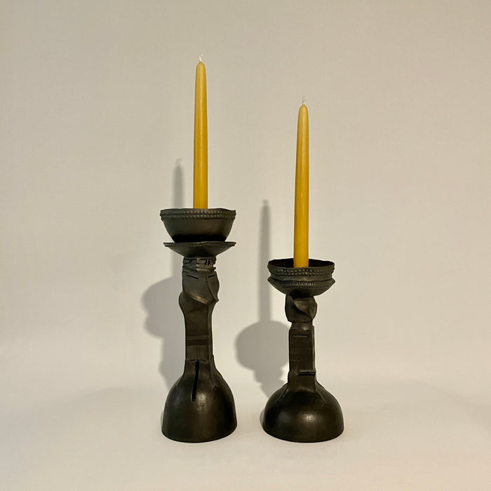 Sleek black candleholders