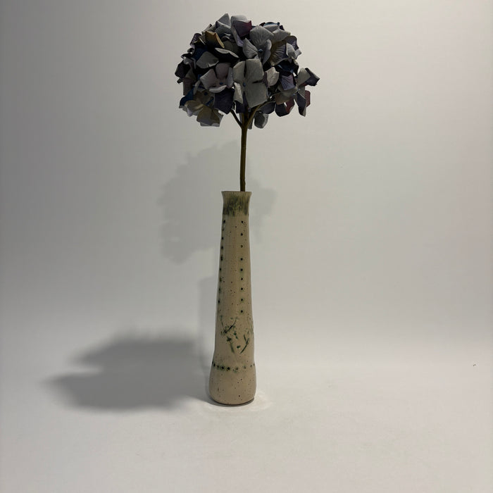 Green imprinted stem vase