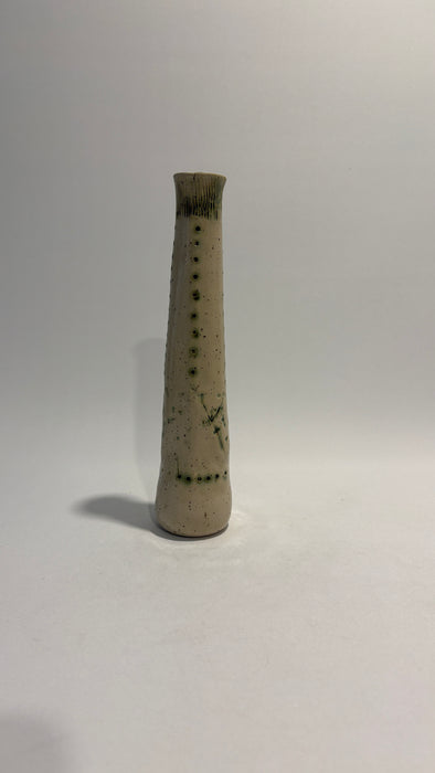 Green imprinted stem vase