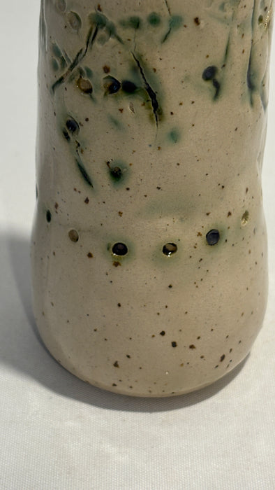 Green imprinted stem vase