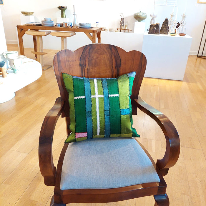 Silk cushion in green