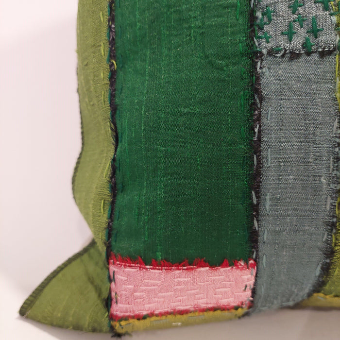 Silk cushion in green