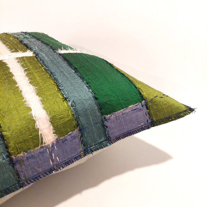 Silk cushion in green