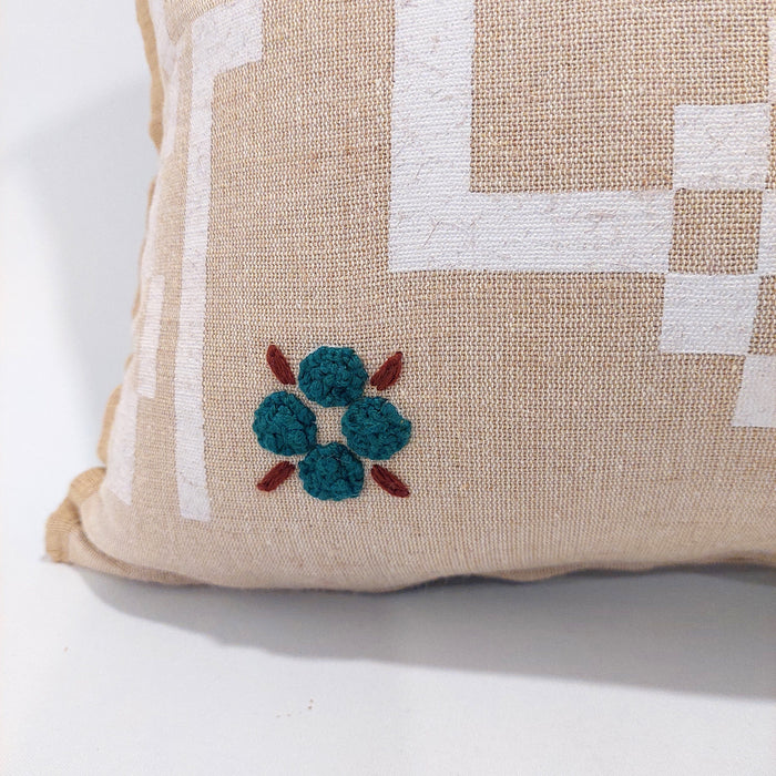 Cushion in Beige with Geometric white print - M
