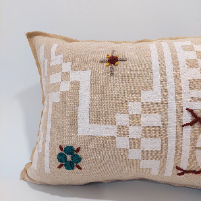 Cushion in Beige with Geometric white print - M