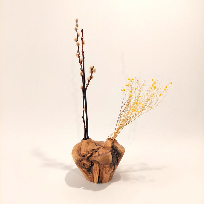 Olive Wood Vase / Candle Holder