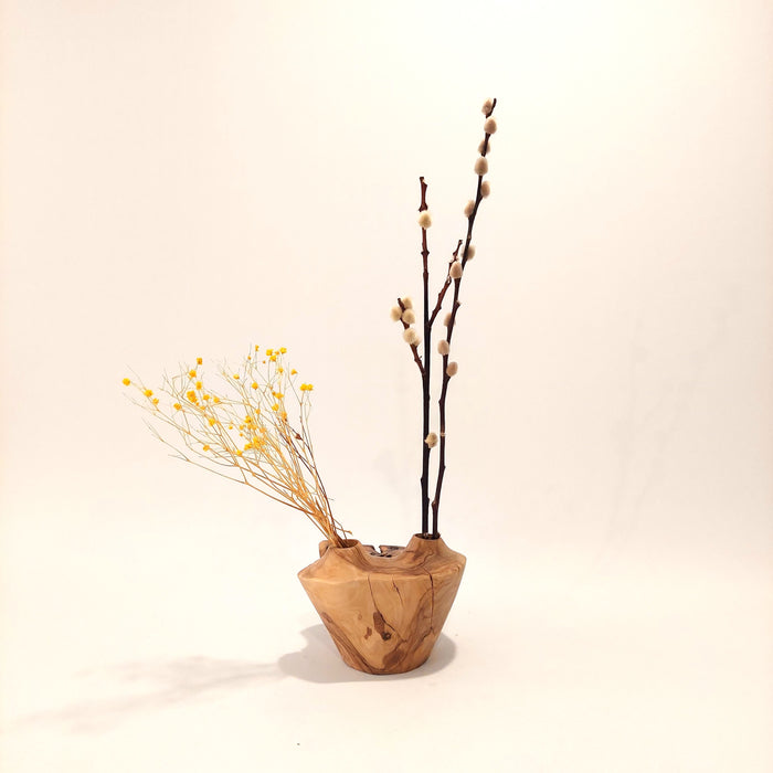 Olive Wood Vase / Candle Holder