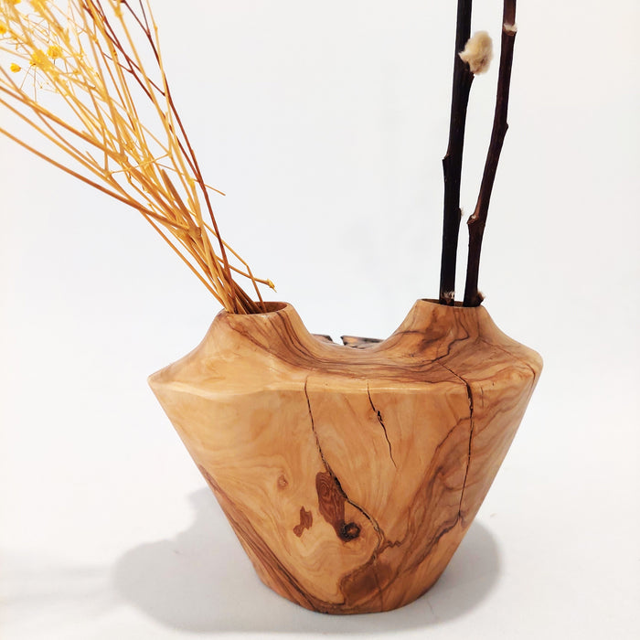 Olive Wood Vase / Candle Holder