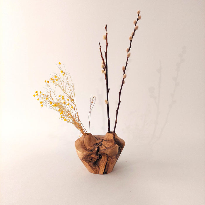 Olive Wood Vase / Candle Holder