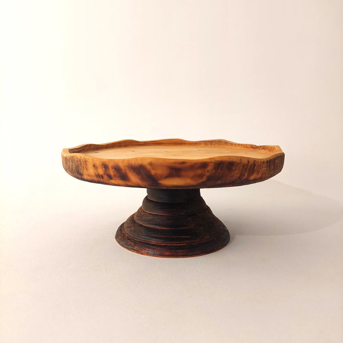 Cypress Wood Pedestal Platter