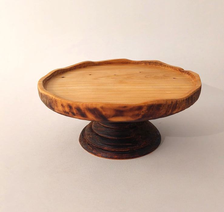 Cypress Wood Pedestal Platter