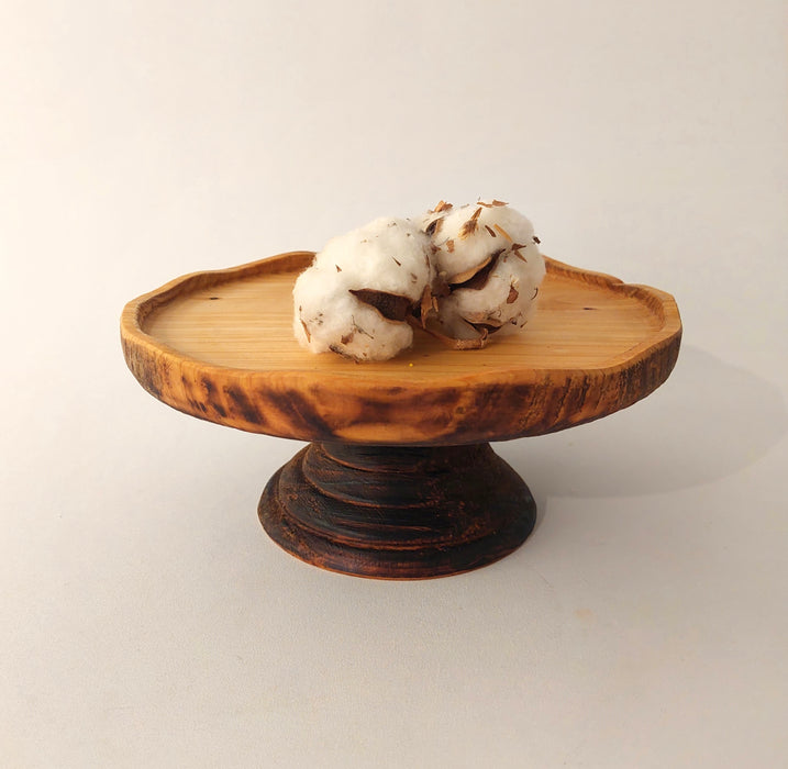 Cypress Wood Pedestal Platter