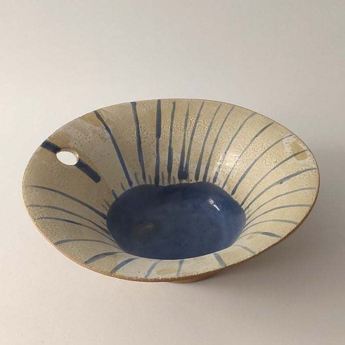 Ceramic Bowl with Blue Rays