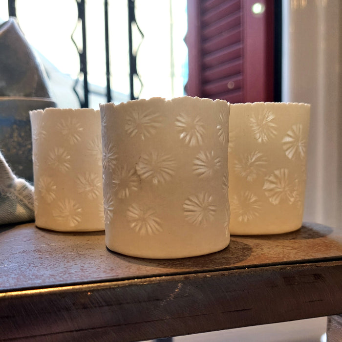 Tea-light Porcelain Holders / Floral pattern