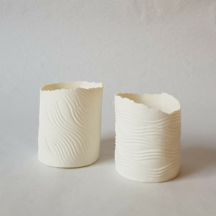 Tea-light Porcelain Holders / Wavy Patterns