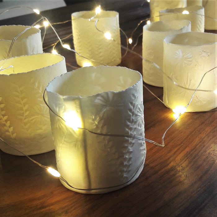 Tea-light Porcelain Holders / Floral pattern