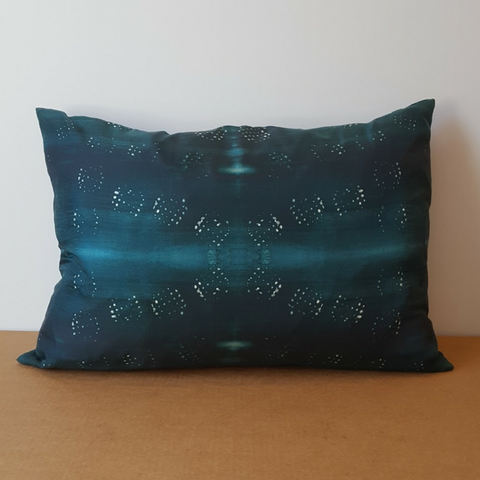 Blue silk cushion